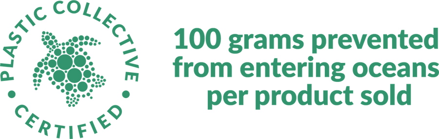 Plastic Collective Certified: 100 grams prevented from entering oceans per product sold